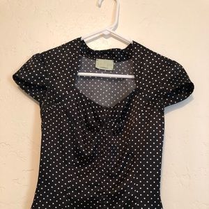 Satin fitted black and white sleeve blouse size XS